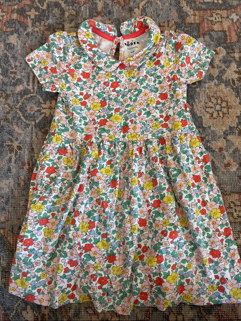 Mini Boden Girls' Floral Cotton Dress - Multi Floral